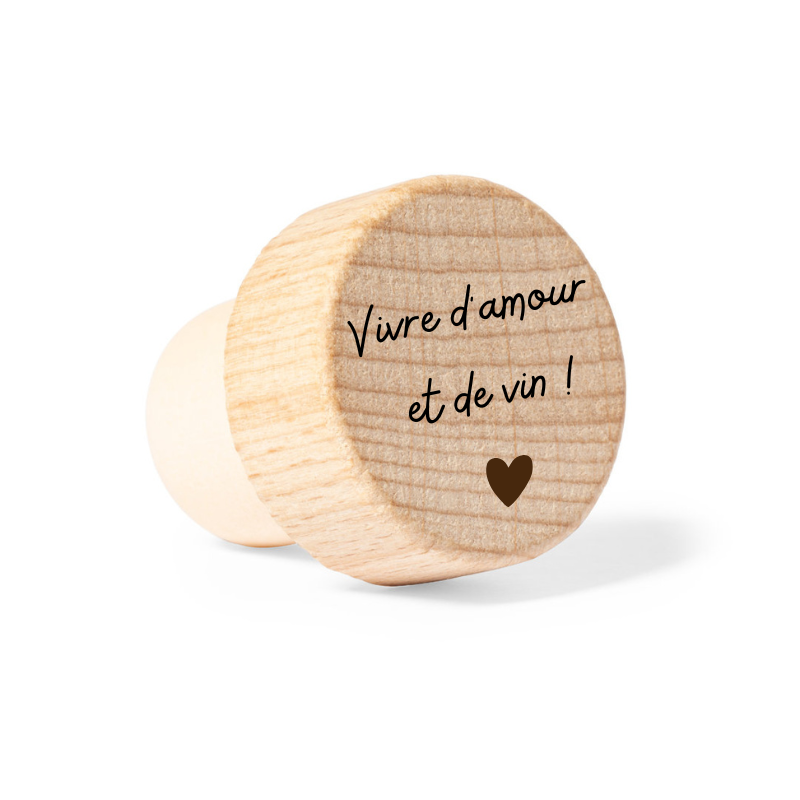 Vivre d'amour et de vin bouchon gravé